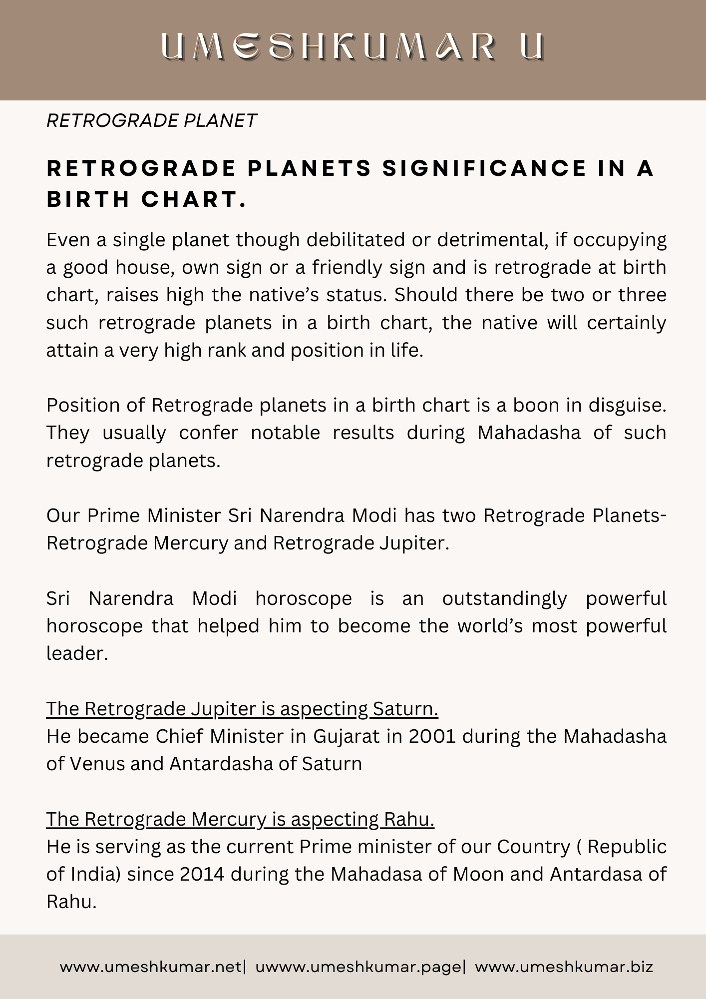 RETROGRADE PLANET AND ITS SIGNIFICANCE