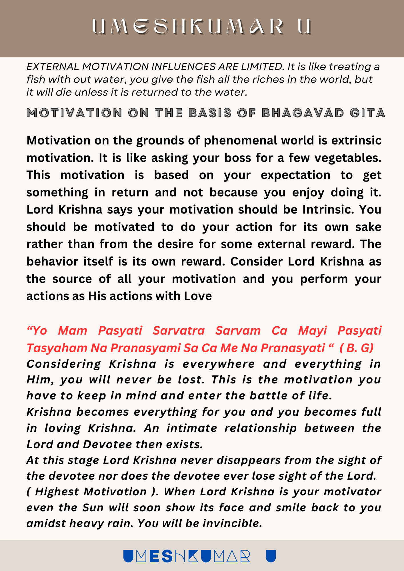 MOTIVATION ON THE BASIS OF BHAGAVAD GITA